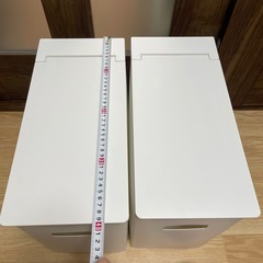 【お問合わせ5日まで】山善　tower 蓋付きゴミ箱　折りたたみ可能　ホワイト2個セットの画像