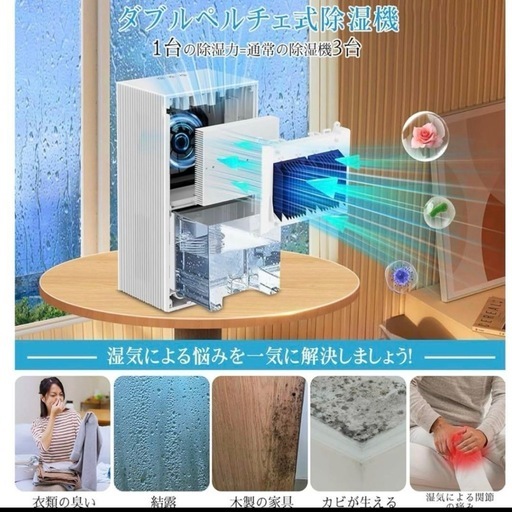 新品 除湿機 新型ダブルペルチェ式 強力除湿 衣類乾燥 18畳対応 PSE認証