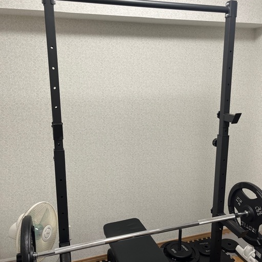 バーベルセット、バーベルラック、ベンチ