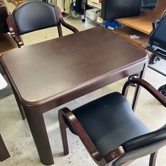 ロ2508-081 ダイニングテーブルこたつセット イス2脚 通...
