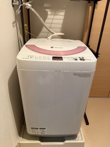 ★美品中古★シャープ 6kg 洗濯機【ES-GE60N-P】 中古 全自動洗濯機 送風乾燥 シャープ 6.0kg ピンクカラー ES