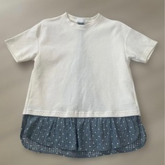 ドット柄フリル付きチュニック2点セット　150cmの画像