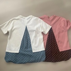 ドット柄フリル付きチュニック2点セット　150cmの画像