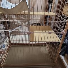 猫ゲージ木製2段ハンモック付き引き出しトレー付きほぼみしようの画像