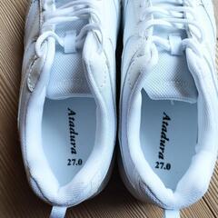 27cm 白の運動靴 通学 ランニングシューズ スクールシューズの画像
