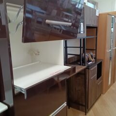 値下げしました!!★リユースのサカイつくば店★TK6059 綾野製作所 食器棚 ダークブラウン H201×D54×W72 クリーニング済みの画像
