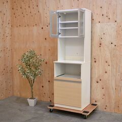 ≪zyt2366ジ≫ 高橋木工所 キッチンボード/食器棚 スマートIII60 幅60cm スリムタイプ/省スペース/一人暮らし/レンジ台/中古家具/宮城県仙台市 70726-03の画像