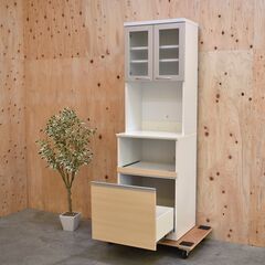 ≪zyt2366ジ≫ 高橋木工所 キッチンボード/食器棚 スマートIII60 幅60cm スリムタイプ/省スペース/一人暮らし/レンジ台/中古家具/宮城県仙台市 70726-03の画像