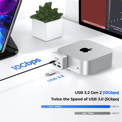   💻【新品未使用】Stouchi Mac Mini M4 ドッキングステーション SSD拡張対応 USB-Cハブ 6in1 高速USB-A10Gbps/SD/TFカードスロット付 NVMe SSD対応 Mac Mini M4/M4 Pro用 ハブ 拡張ポート ドック マックミニ Macアクセサリの画像