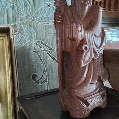 木彫り　仙人　置物の画像