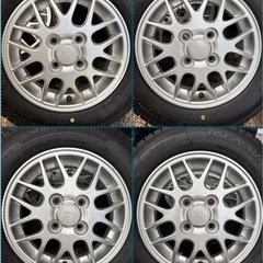 ⑯ 145/80R13 中古冬用タイヤと中古ダイハツ純正ホイールの4本セットの画像