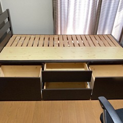 収納付きシングルベット（引き出し４つ）の画像