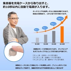 集音器 操作簡単 4段階音量調節 3種類モード ワイヤレス耳穴型 軽量3.2g ノイズキャンセリング Type-C充電式 最大30時間 日本語説明書付きの画像