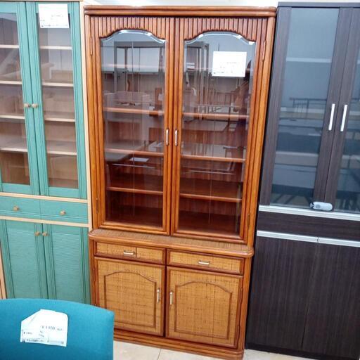 ☆ジモティ割あり☆ 大川家具 食器棚 ダークブラウン W100×D46.5×H182