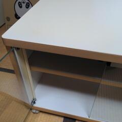 日本製 キャスター付 テレビ台 ホワイトの画像