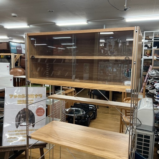 無印良品】ステンレスユニットシェルフ・オーク材・カップボードセット