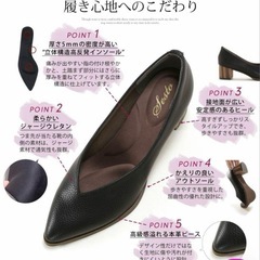 SESTO ネイビー ポインテッドトゥヒール 24.5cmの画像