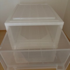 引き出し式収納ケース2段セット／クリアタイプで中身が見やすい◎の画像