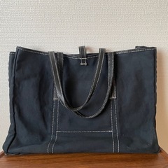 Whitehouse Cox ブライドルレザー キャンバス トートバッグ 黒の画像