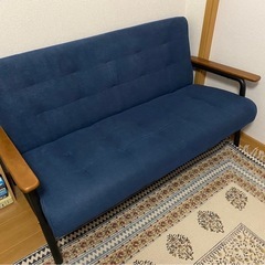[大幅値下げ]オシャレソファ2.5人掛け 青色　の画像