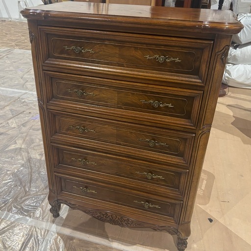 アンティーク調 猫脚5段チェスト