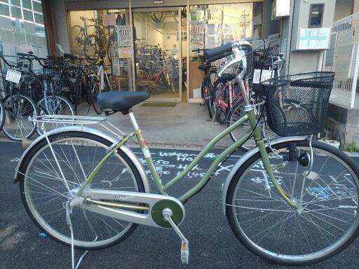中古自転車3664前後タイヤ新品！26インチ3段ギヤダイナモ