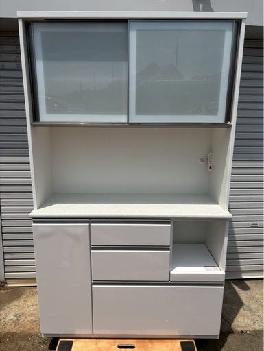 【成約済み】ニトリ 食器棚 キッチンボード ホワイト アルミナ2 120KB