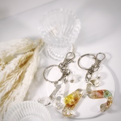 ▪️ハンドメイド▪️花と光を閉じ込めた名入れイニシャルキーホルダー▪️一点もの▪️の画像