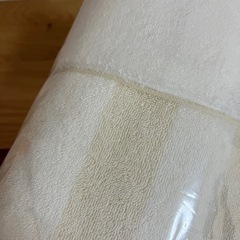 【新品未開封】タオルケット シングル ベージュ×白 140×200cm 綿100％　の画像