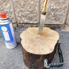 【値下！】薪割台　自作品パラコードの持ち手付き　男前キャンプ必需品！の画像