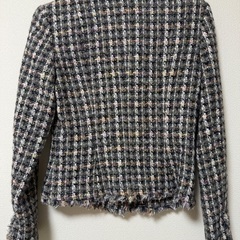 MK MICHELKLEIN ツイード ジップ　ジャケット 40 グレー　マルチの画像