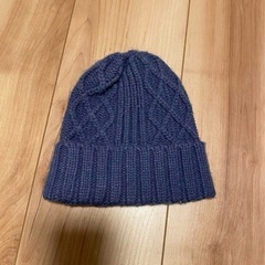ケーブル編みニット帽 ネイビー 46cm〜48cmの画像