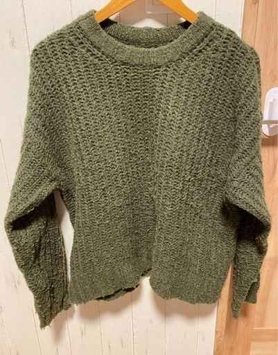 オリーブグリーン ノースリーブセーター 古着 ニット/セーター（グリーン・カーキ/緑色系・袖なし