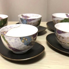美濃焼 翔山作 ちぎり絵シリーズ 湯呑 5客セット の画像
