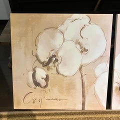 インテリアパネル アート　キャンパス地 ウッドパネル プリント 胡蝶蘭 サイズ500x500(mm)Ｘ3枚セットの画像