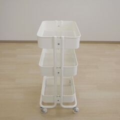 スチールワゴン（ホワイト）【小金井市民限定】（小金井市再生家具）品番：08-01-03 ※新規優先の画像