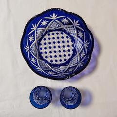 綺麗な切子【大鉢&グラス2個】清楚で上品の画像