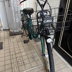 自転車　ママチャリ　24インチ　ギア　6段変速　緑　オシャレ　の画像