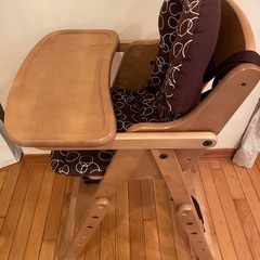 澤田木工所　ハイチェア　木製ベビーチェア クッション 付きの画像