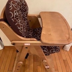 澤田木工所　ハイチェア　木製ベビーチェア クッション 付きの画像
