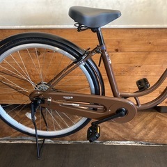 【SALE！8月末まで防犯登録無料！ノーパンクタイヤ】シングルギア　26インチ自転車　ブラウンの画像
