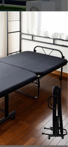 山善パイプベッド　ブラックシングル