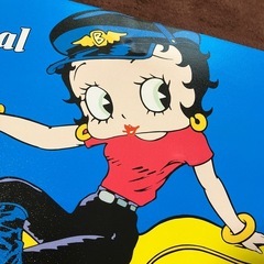 レア　アメリカン　ブリキ看板 ベティ・ブープ バイク　　大型38センチの画像