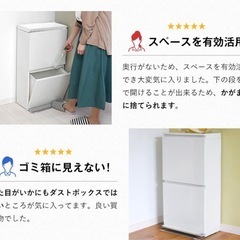 ゴミ箱2段 ペダル 縦型 40L 蓋付きの画像