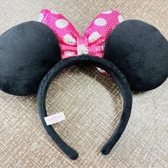 ディズニーランド カチューシャ ミニー ピンク キラキラリボンの画像