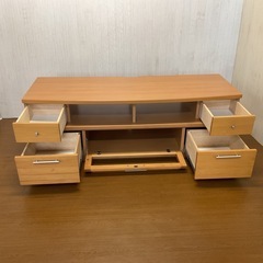 木製テレビボードナチュラルウッド 引き出し付きローボード収納