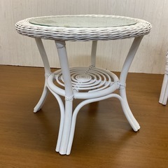 SALE☆【リユース☆エコちょっぷ】ニトリ ホワイトラタンチェア テーブルセットの画像