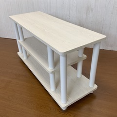 SALE☆【リユース☆エコちょっぷ】収納ラック3段ホワイト木目調オープンシェルフテレビ台ローボードスリムの画像