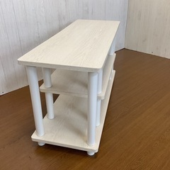 SALE☆【リユース☆エコちょっぷ】収納ラック3段ホワイト木目調オープンシェルフテレビ台ローボードスリムの画像