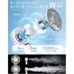決まりました　ハンディファン 12枚羽根 -16℃ 冷感プレート付き 超軽量 強力 usb充電式 5段階調節 スタンド付き　LEDディスプレイ の画像